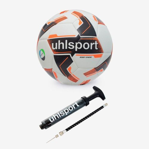 KIT Bola de Futebol Campo Uhlsport Resist Synergy + Bomba de Ar Cinza