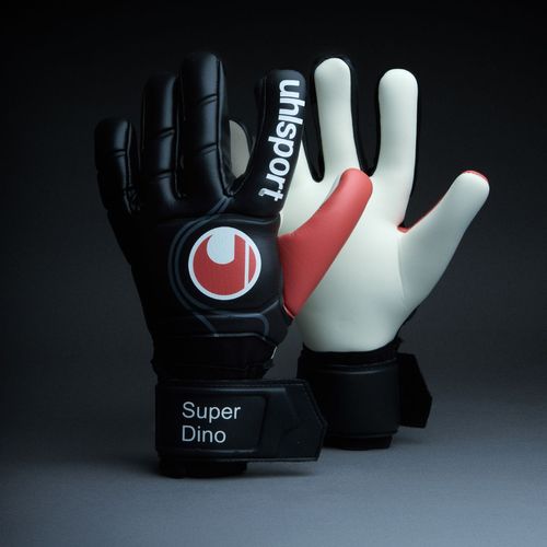 Luva De Goleiro uhlsport Super Dino - Preto e Vermelho